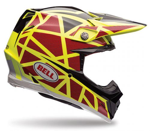 Bell moto-9 flex strapped yellow red helmet size large
