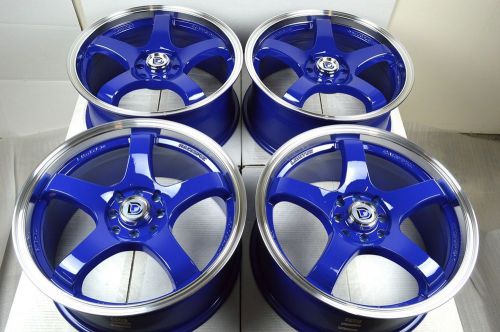 17 drift blue rims wheels ion tiburon corolla civic integra cobalt 4x100 4x114.3