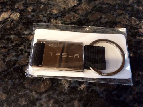 New tesla motors key chain ring fob silver and black