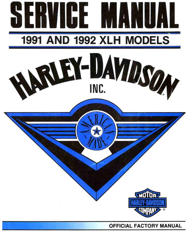 1991 & 1992 harley-davidson xlh sportster models service manual