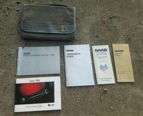 Oem 1992 saab c900 classic owners manual &amp; supplements w/ grey carrying case