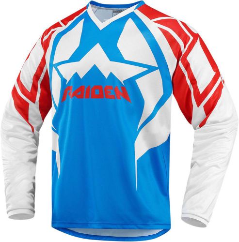 New icon raiden arakis offroad/motocross jersey, glory; white/blue/red, 2xl/xxl