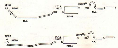 1968-1969 chevy el camino dual exhaust system, aluminized with 396 engines