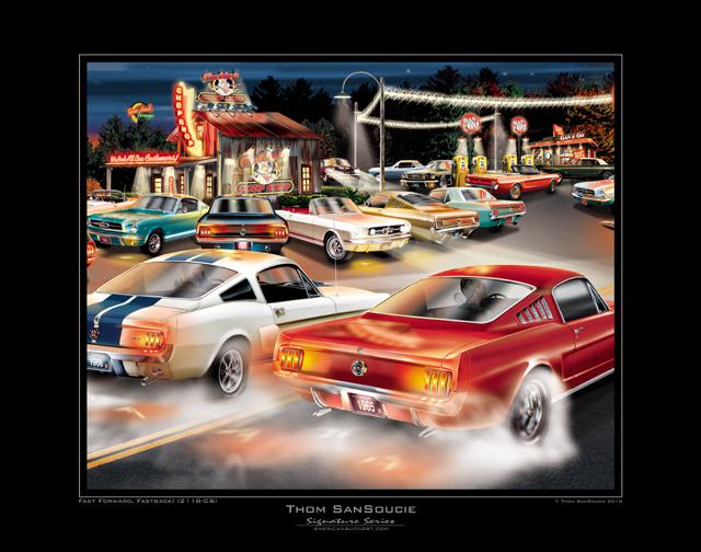 Ford mustang  color giclee car art print 2118-cs   ** free usa shipping **