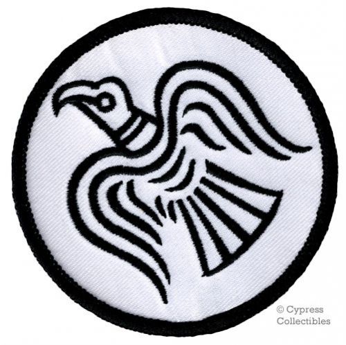 White viking biker patch odin raven banner thor pagan iron-on norway embroidered