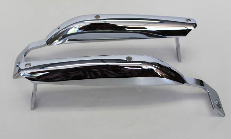 New! 1967-68 ford mustang chrome front bumper guard with holes for pad (pair)