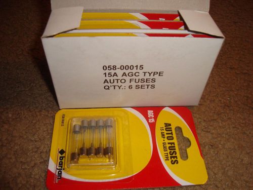 (6) sets of 5 (30) total 15a  amp agc type auto fuses barjan