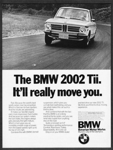 1973 bmw 2002 tii sedan photo &#034;it&#039;ll really move you&#034; vintage promo print ad