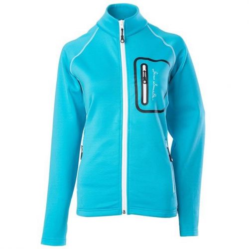 Divas performance fleece jacket, size small, aqua blue