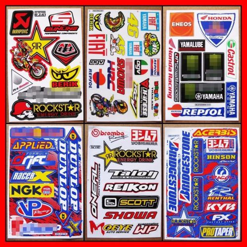 Motocross dirt bike car  racing bike moto-gp atv helmet truck stickers 6 sheets