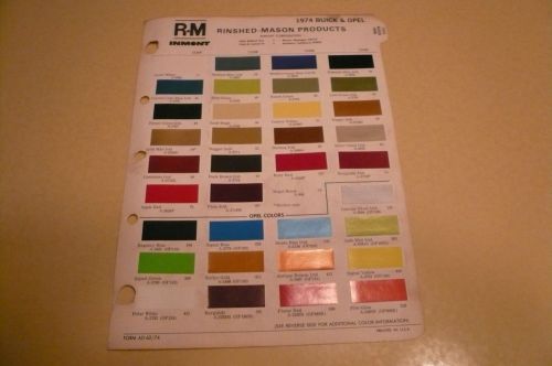 1974 buick &amp; opel r-m color chip paint sample