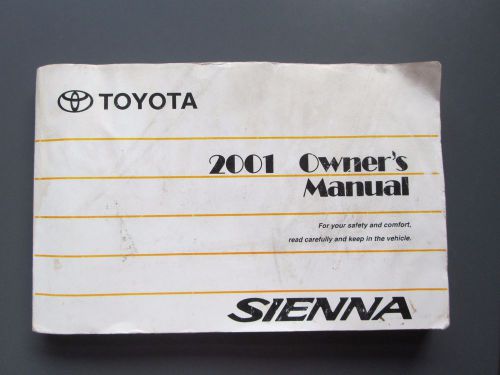 2001 toyota sienna owner&#039;s manual part no. 01999-45406 as is printed in japan