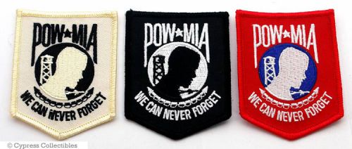 Lot of three military biker patch pow/mia emblem military embroidered iron-on