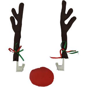 Christmas reindeer antlers nose car decoration rudolph set kit auto seasonal new