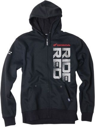Factory effex logo mens screen printed zip up hoodie honda red ride/black