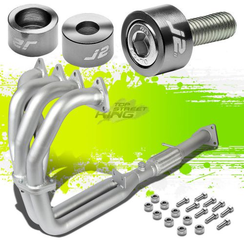 J2 for h22 bb1 ceramic exhaust manifold flex 4-2-1 header+gun metal washer bolts