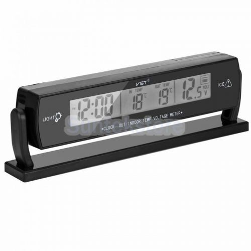 Auto car temperature voltage clock digital lcd thermometer meter monitor