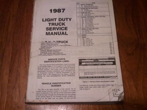 1987 chevrolet light duty truck r/v series ( c/k ) service shop manual