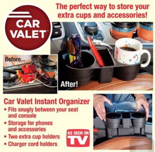 Car valet instant coffee cup and cords organizer