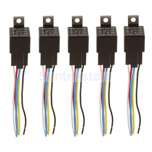 5 x 12v 40a 5 pin relay switch w/socket holder for car truck van boat