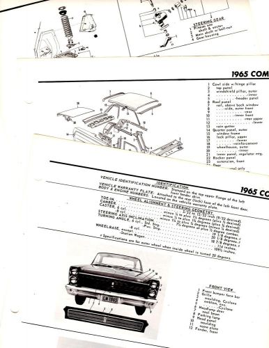 1965 mercury comet 404 caliente motor&#039;s original body parts list illustrations m