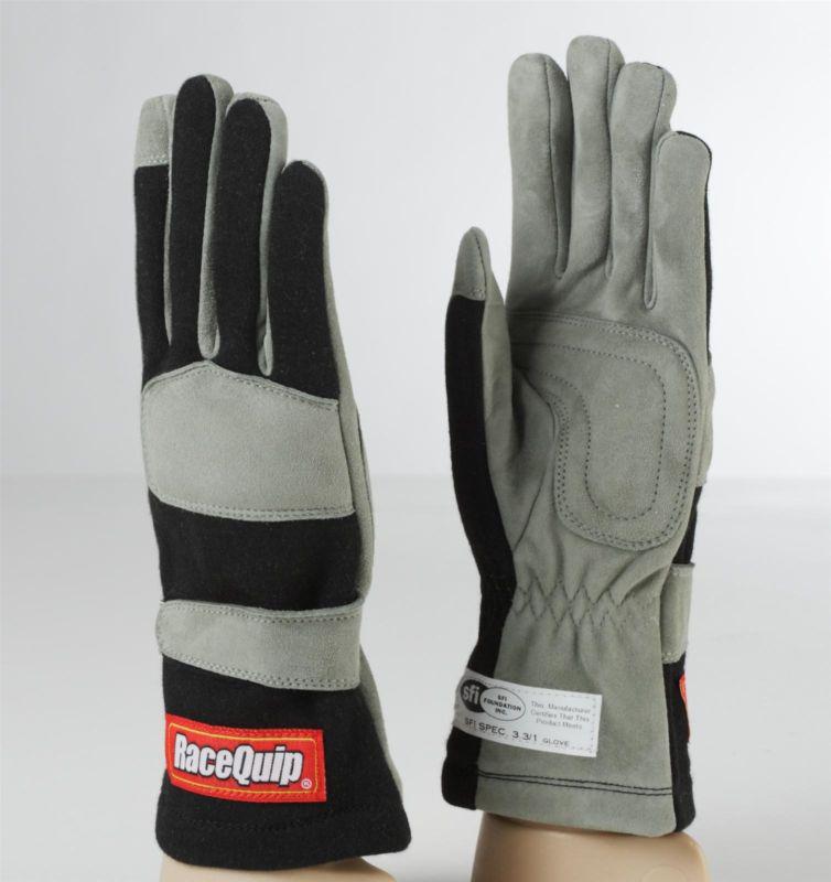 Racequip 351005 351 men's large black/gray sfi 3.3/1 gloves nomex/leather -