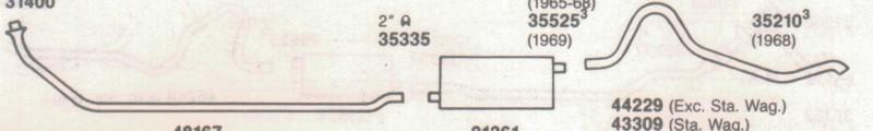 1965-1969 chevy belair, biscayne & impala 6 cylinder exhaust, aluminized