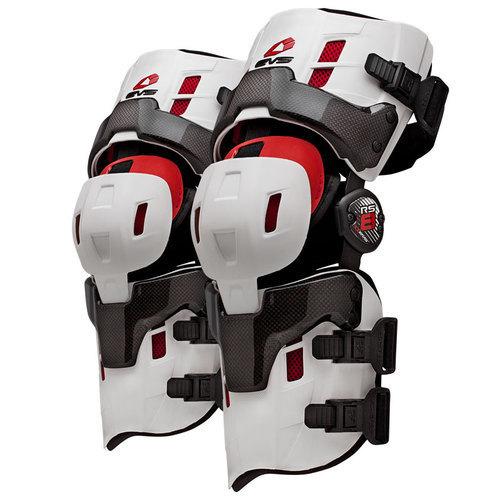 Evs rs-8 pro carbon fiber - white off road mx atv motocross lg knee brace pair 