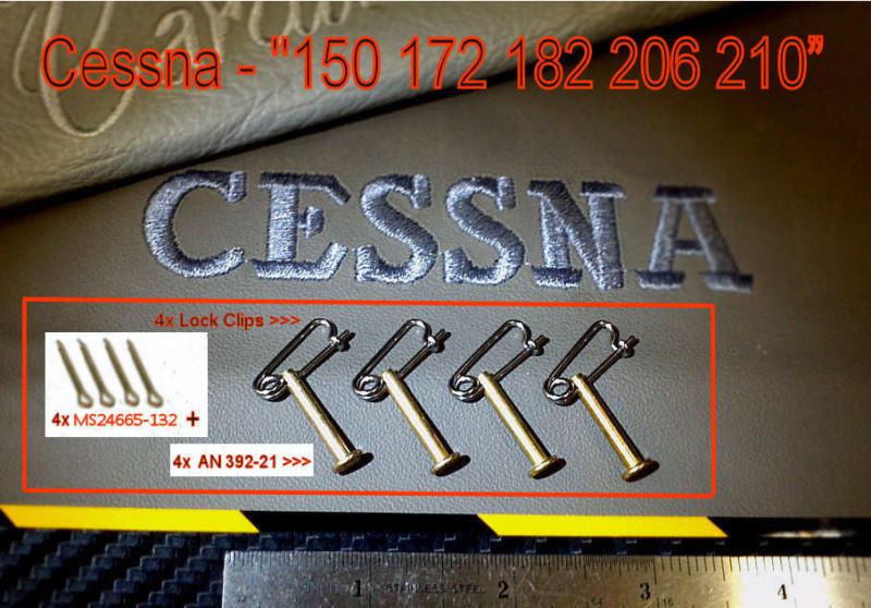 Cessna seat stop parts ///  clevis pin+ cutter pin + clips  ///  cessna-150 -210