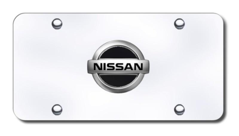 Nissan logo black/chrome on chrome license plate made in usa genuine