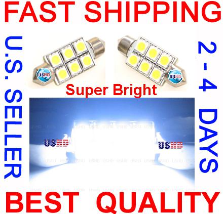 2-bulbs 39mm super white 6 smd dome led light 6411 6418 6423 interior map trunk