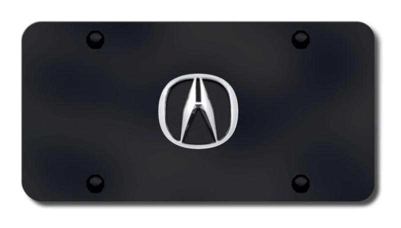 Acura chrome logo on black license plate made in usa genuine