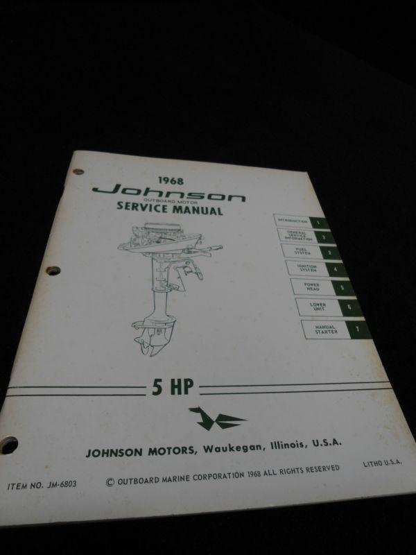 1968 service manual #jm6803 johnson 5hp outboard boat motor engine book