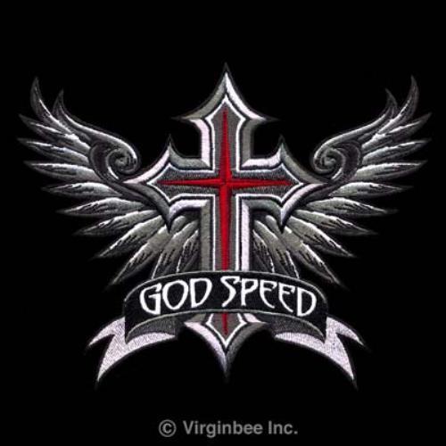 Godspeed wings cross winged rider christian biker embroidered patch medium size