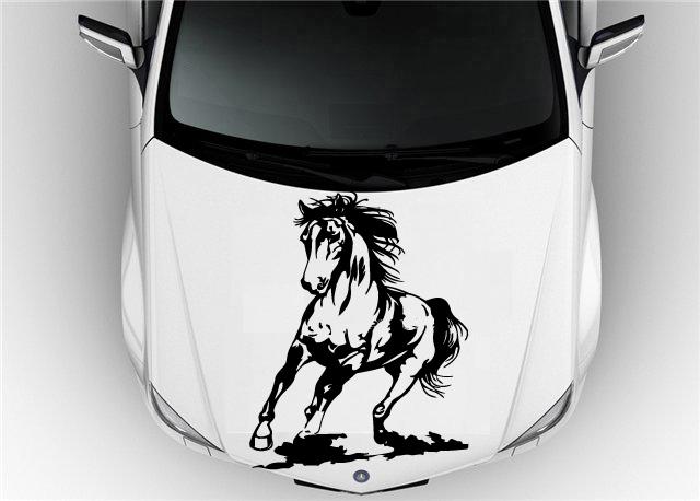 Hood car vinyl decal art sticker graphics running horse animal s2984