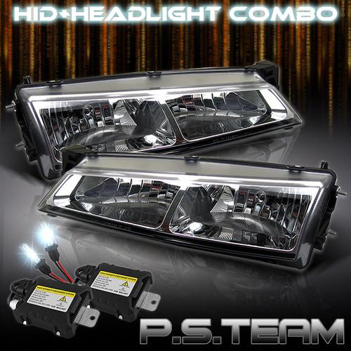 97-98 240sx 180sx kouki jdm chrome crystal headlights+6000k slim ballast hid kit