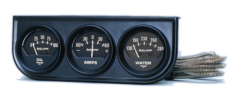 Auto meter 2347 autogage; black oil/amp/water; black console