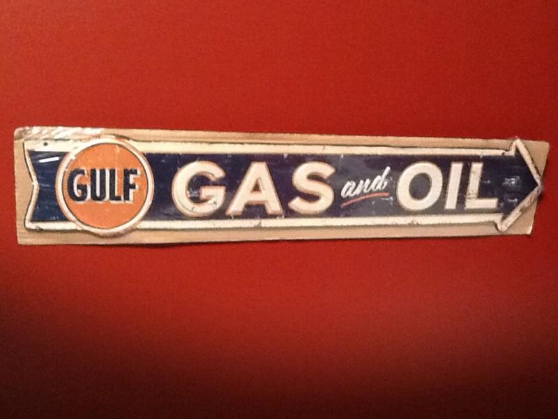 Gulf gas and oil metal sign vintage looking sign garage chevy ford tin
