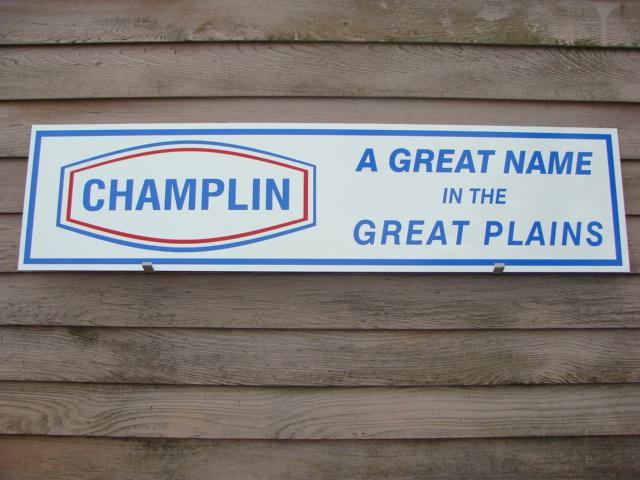 Champlin oil/gasoline 1960's style 1'x4' metal dealer/service sign-garage art