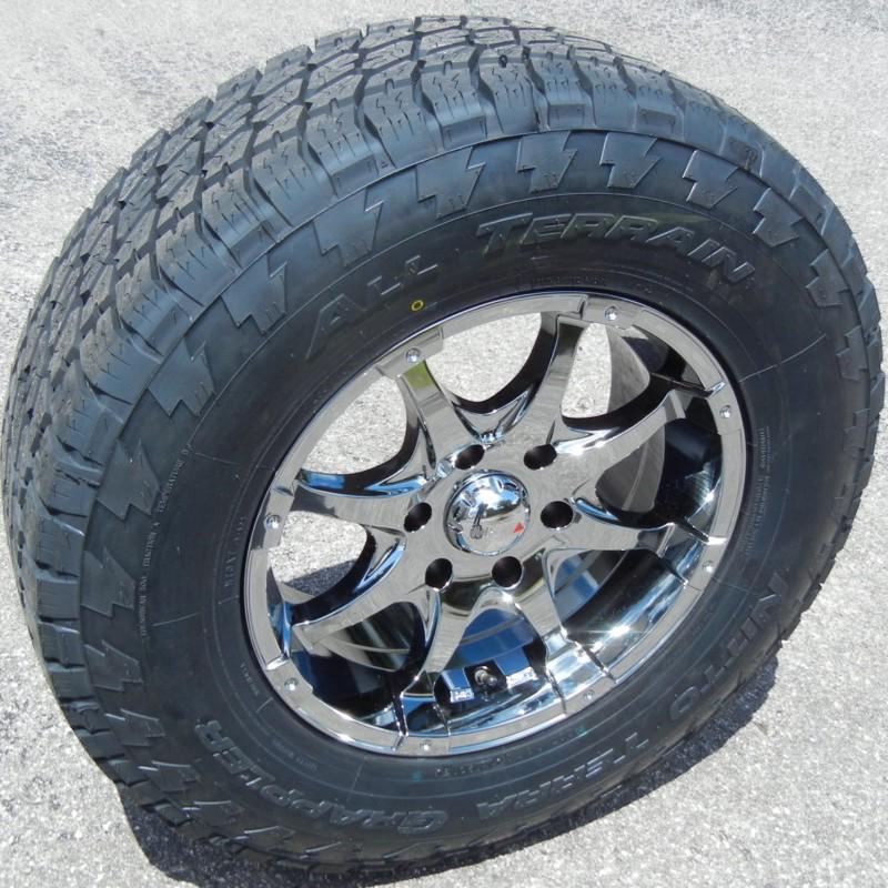 17" black chrome mkw wheels rims nitto terra grappler tires silverado gmc sierra