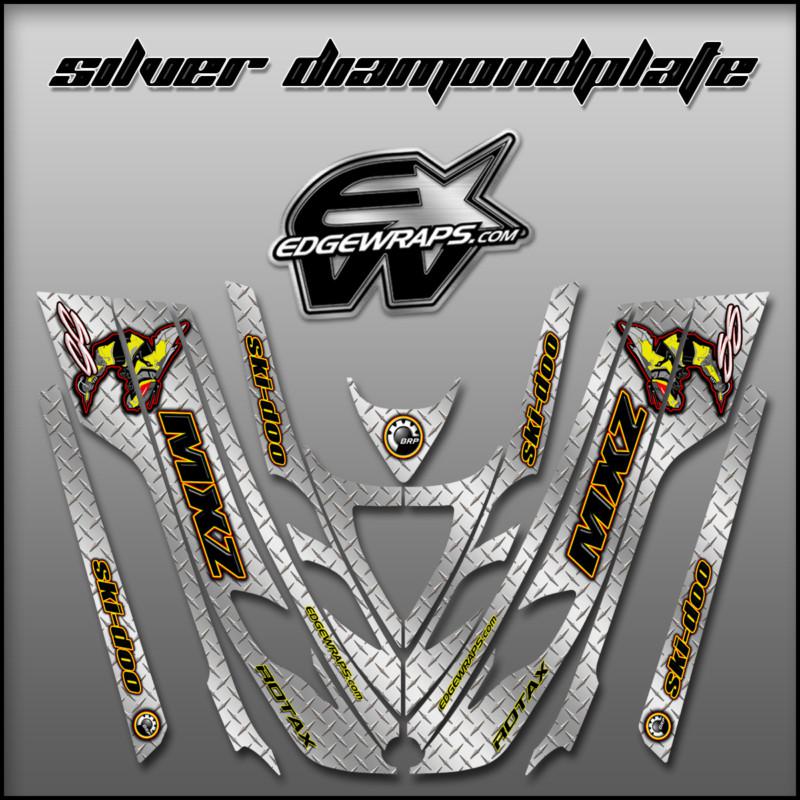 Ski doo zx sk 99, 00, 01,02,03 mxz 600 800 custom graphics - silver diamondplate