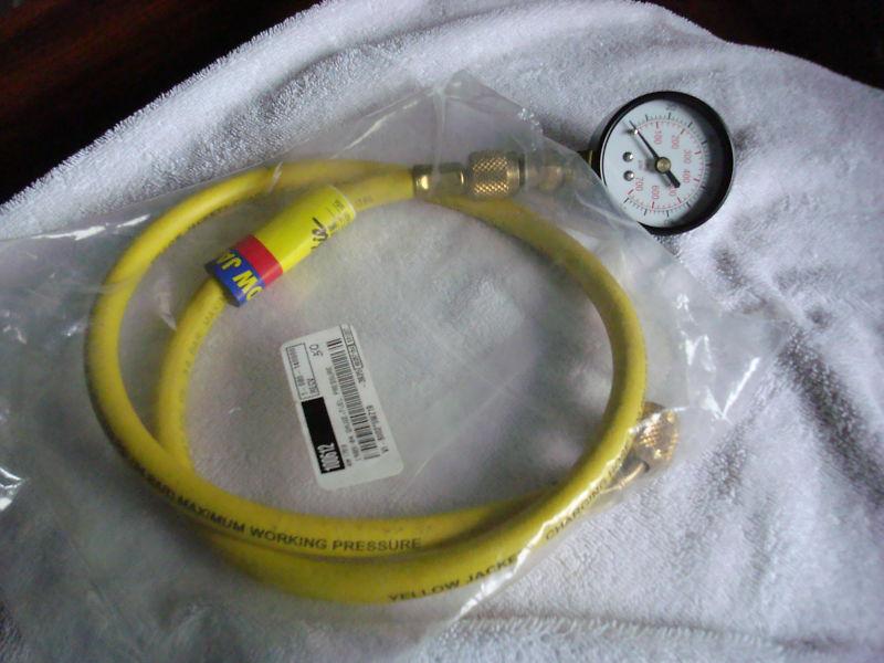 Fuel pressure test gauge new  w/ ritchie engineering yellow jacket hose