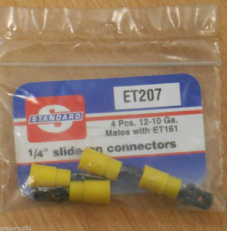4 pcs. standard 1/4" slide-on connectors et207 12-10 ga. new!