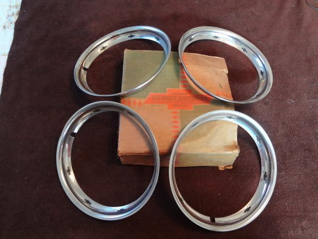 1960 61 chevy corvair nos gm accessory bow tie trim rings in box set of 4