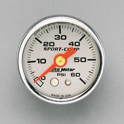 Auto gage mechanical pressure gauge 1 1/2" dia silver face 2179