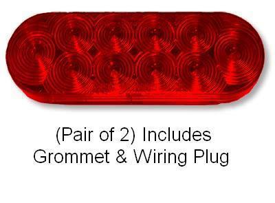 (pair of 2) 6" oval sealed led stop/tail/turn lamp kit (incl grommet and plug)