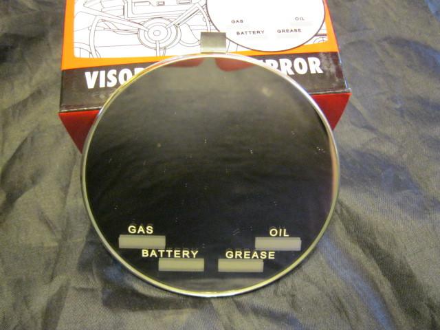 40's vintage style visor vanity mirror with service record gas,oil,grease