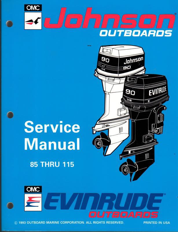 1994 omc evinrude & johnson outboard 85 thru 115  service manual p/n 500610 