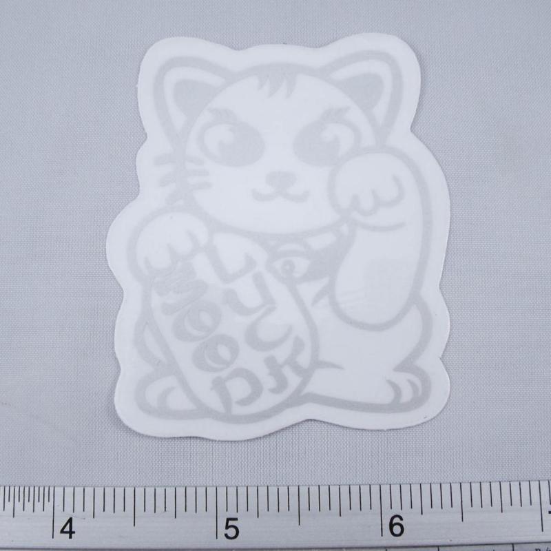 Lucky japanese cat car sticker decals non reflective 2x2.5" silver