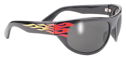 Pacific coast wrap sunglasses - black flame frame / smoke lens 307